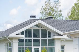 Close up view on asphalt roofing shingles
